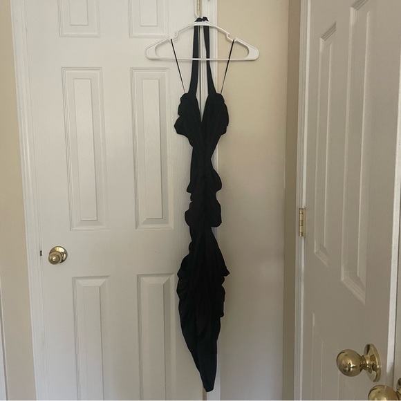 NEW HEIRESSES BEVERLY HILLS Rosette Flower Cutout Dress Halter Ruched - Picture 7 of 8